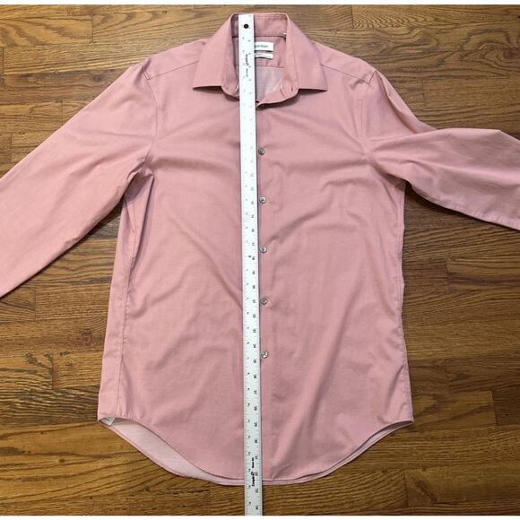 Calvin Klein Men’s Dress Shirt Pink 15.5 34/35 M Steel Plus Slimfit Wrinkle Free - Picture 8 of 12